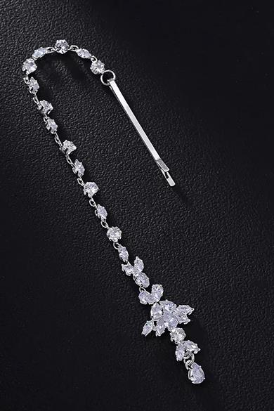 Gümüş Renk Taş Detaylı Saç Aksesuarı