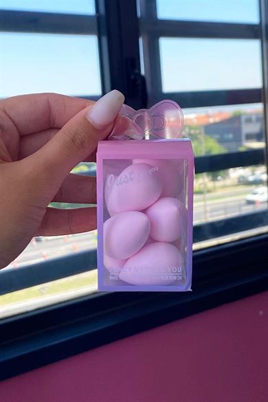 Pembe Renk 6lı Pürüzsüz Dokulu Makyaj Süngeri Seti (Küçük Boy)