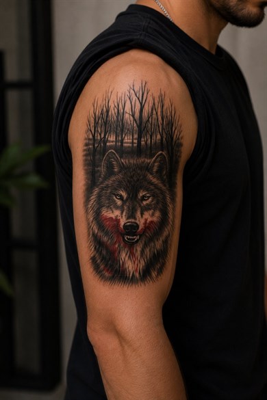  Kanlı Kurt Geçici Dövme Tattoo