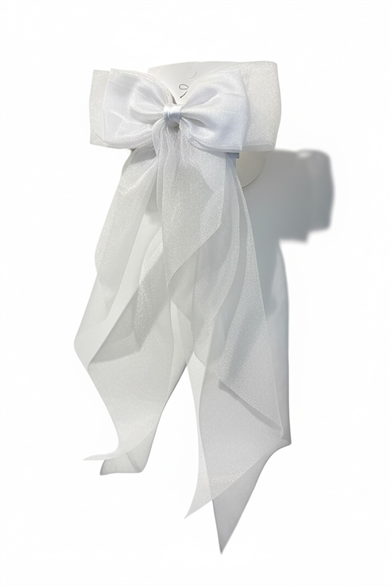 Beyaz Renk Kurdele Detaylı Pens Toka