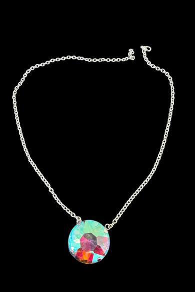 Gümüş Renk Taş Detaylı Tasarım Abiye Kolye