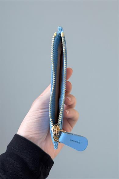 Açık Mavi Renk Deri Kadın Cüzdan/ Kartlık