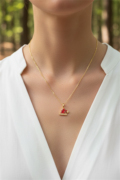 Altın Renk Şapka Figürlü Çelik Yılbaşı Kolyesi