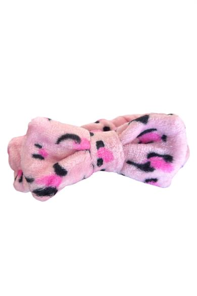 Pembe Renk Leopar Figürlü Peluş Saç Bandı