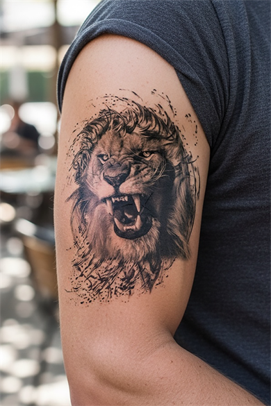 Geçici Aslan Figürlü Dövme Tattoo