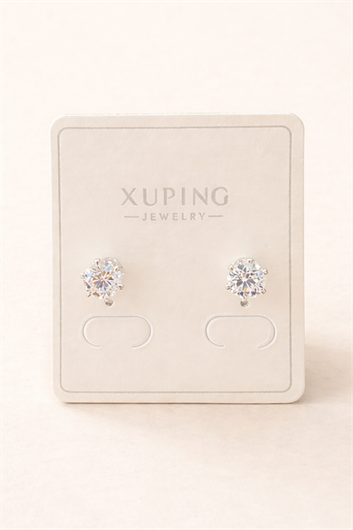 Gümüş Renk Taş Detaylı Çelik Xupıng VİP Küpe