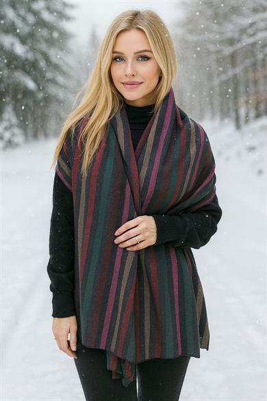 Karışık Renk Kilim Desenli Şal