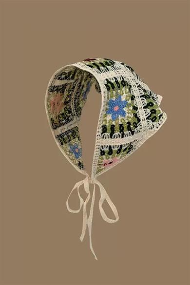 Karışık Renk Çiçek Desenli Örgü Bandana