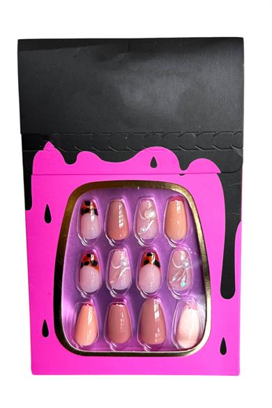 Karışık Renk 18li Karışık Desenli Takma Tırnak Set (Yapıştırıcılı)