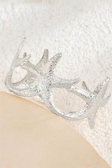 Gümüş Renk Yıldız Figürlü Tasarım Bileklik Kol Aksesuarı