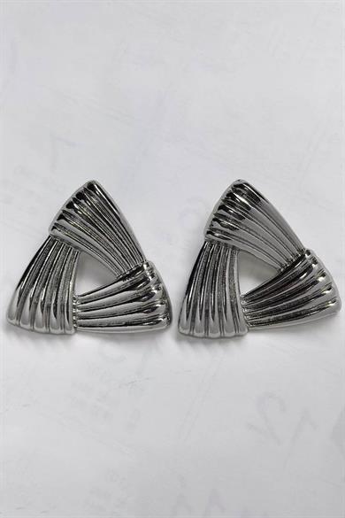 Gümüş Renk Üçgen Figürlü Küpe (Çift)