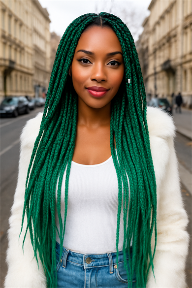 Siyah Turkuaz İki Renk Ombreli Afrika Zenci Örgüsü Box Braid Sentetik Saç 60cm 100gr