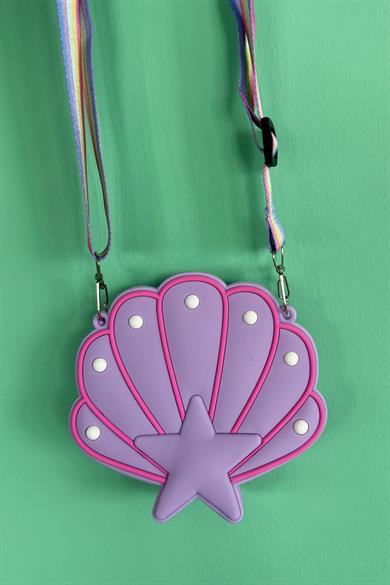 Mor Renk Deniz Kabuğu Figürlü Çocuk Çanta