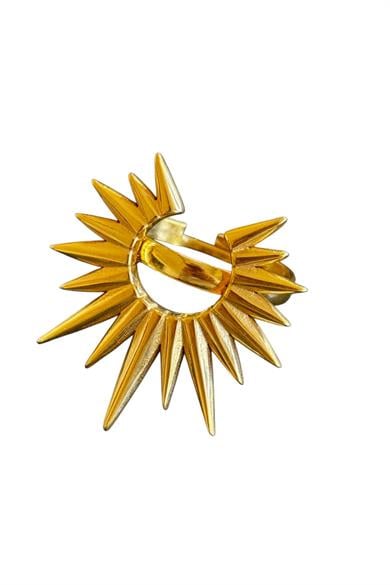 Altın Renk Güneş Figürlü Ayarlanabilir Çelik Yüzük