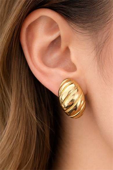 Altın Renk Çelik Küpe (Çift)