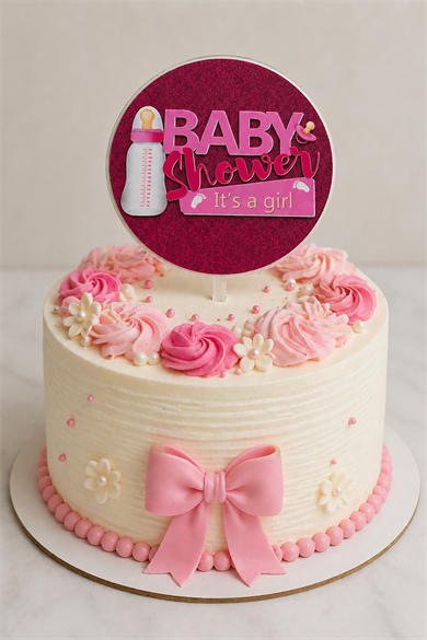 Pembe Renk Baby Shower Pasta Süsü