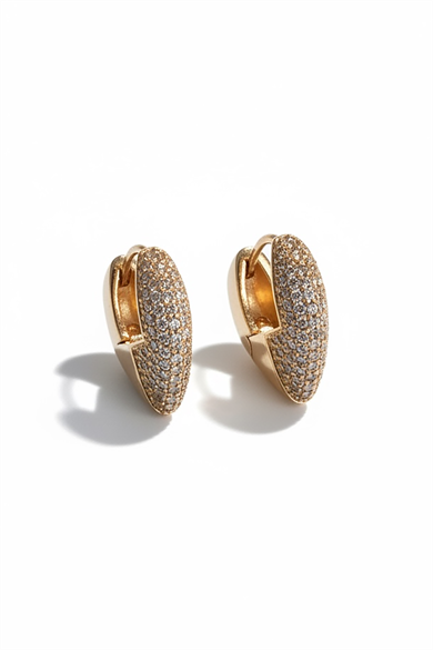 Altın Renk Taşlı 14K Altın Kaplama Tx  Küpe (Çift)