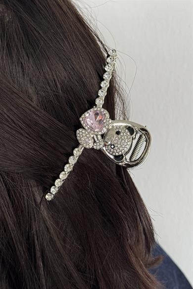 Gümüş Renk Ayıcık Figürlü Metal Mandal Toka