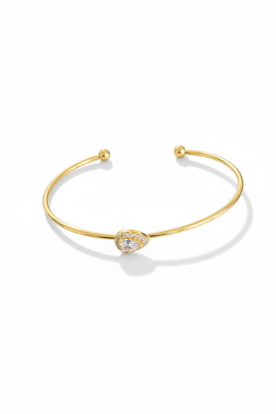 Altın Renk Taşlı Kelepçe Bileklik