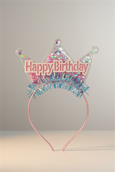 Pembe Renk Happy Birthday Yazılı Taç