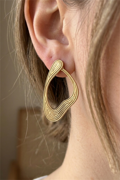 Altın Renk Çelik Küpe (Çift)