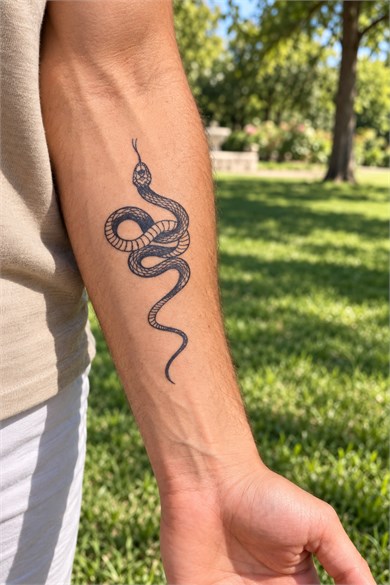 Yılan Sonradan Kararan Yarı Kalıcı Geçici Dövme Tattoo