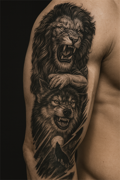 Aslan Figürlü 12 Saat Sonra Kararan Geçici Kol Dövme Tattoo