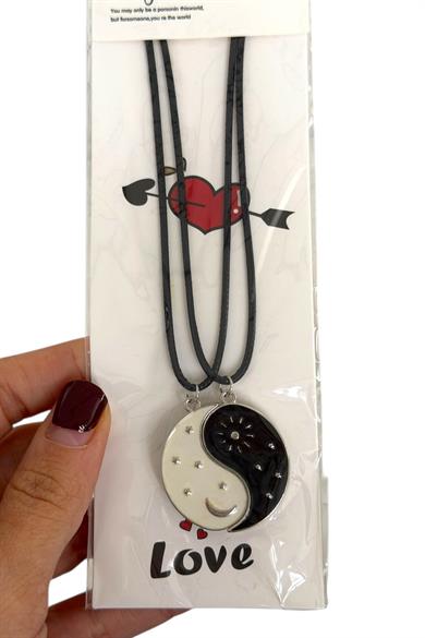 Gümüş Ve Ay Figürlü İkili Çelik Çift/ Best Friend Kolyesi