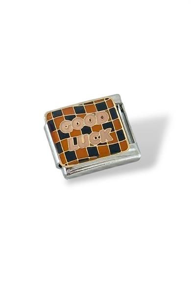 Gümüş Renk Good Luck Yazılı Çelik Nomination Charm (Tek)