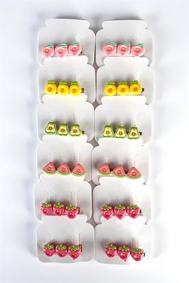 12li Karışık Renk Meyve Figürlü Yan Toka Set 