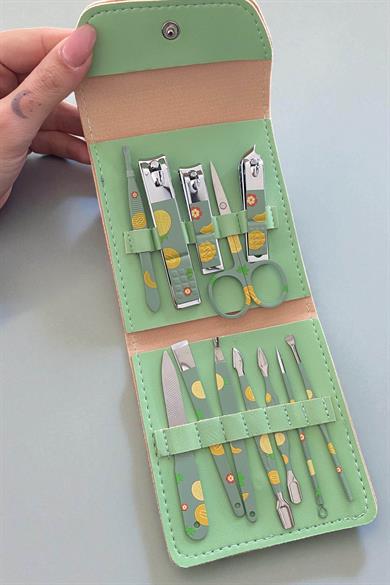 Yeşil Renk Kavun Figürlü 12li Manikür Pedikür Seti