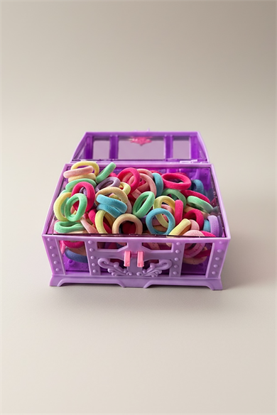 Mor Renk Sandıklı Havlu Toka Set