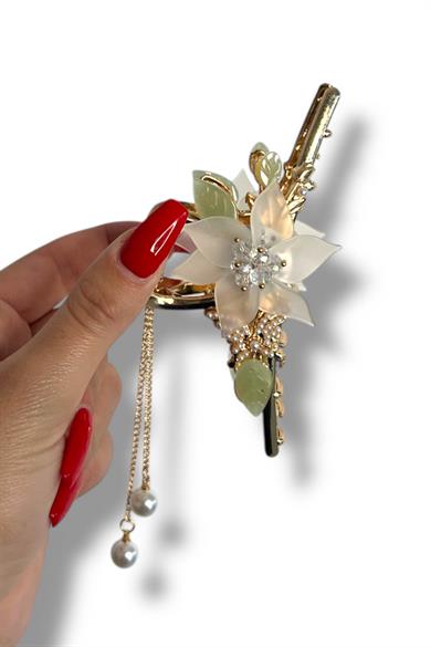 Altın Renk Çiçek Figürlü Metal Mandal Toka