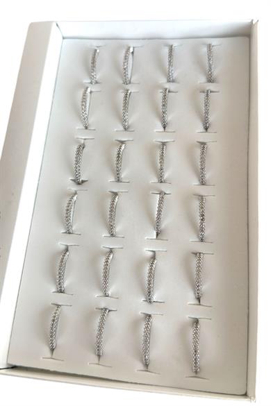 24lü Gümüş Renk Taş Detaylı Yüzük Set