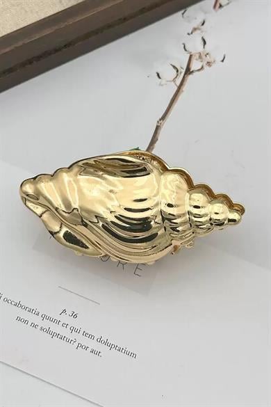 Altın Renk Deniz Kabuğu Figürlü Metal  Mandal Toka