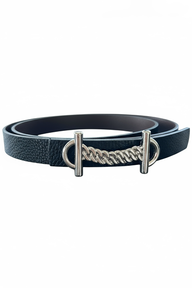 Gümüş Renk Deri Detaylı Kadın Kemer