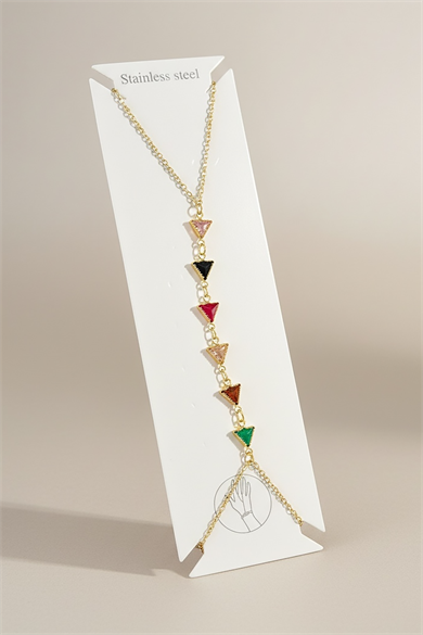 Altın Renk Üçgen Figürlü Taş Detaylı  Çelik Şahmeran