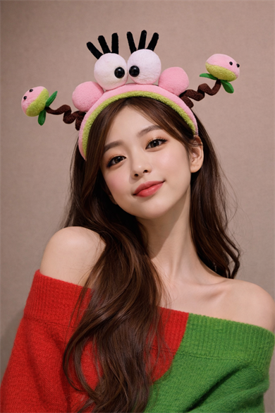 Yeşil Ve Pembe Renk Eğlenceli Peluş Taç