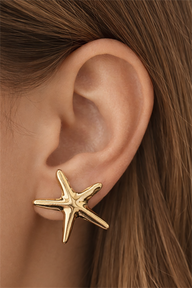 Altın Renk Yıldız Figürlü Küpe (Çift)