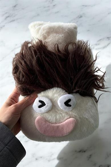 Beyaz Renk Canavar Figürlü Peluş Sıcak Su Torbası