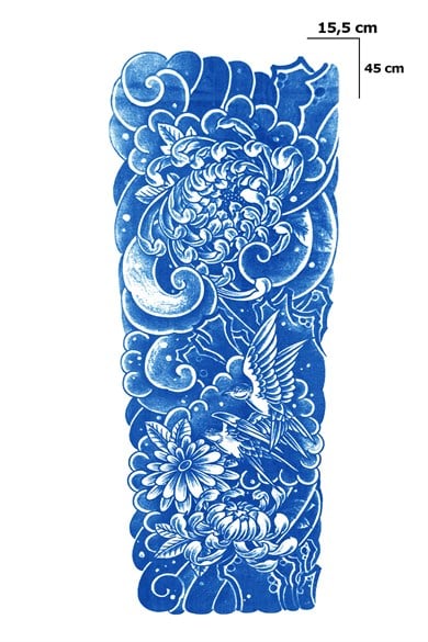 Çiçekli Ve Kuşlu Sonradan Kararan Yarı Kalıcı Geçici Dövme Tattoo