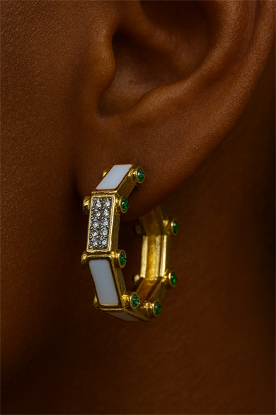 Altın Renk Taş Detaylı YSK Küpe (Çift)