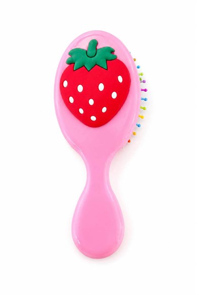 Pembe  Renk Çilek Figürlü Çocuk Saç Tarama Fırçası/Tarak