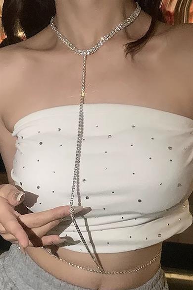 Altın Renk Taş Detaylı Tasarım Vücut Aksesuar