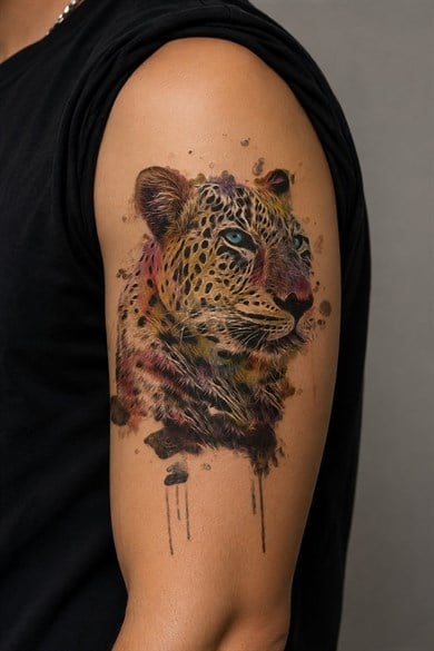  Renkli Aslan Geçici Dövme Tattoo
