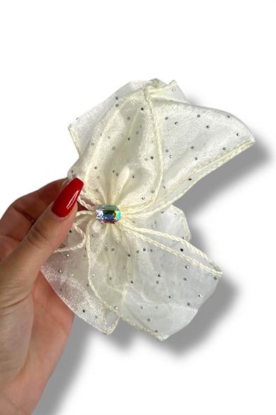 Krem Renk Kurdele Figürlü Mandal Toka