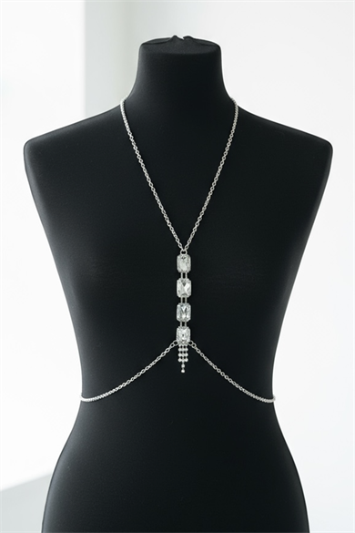 Gümüş Renk Taş Detaylı Vücut Aksesuarı