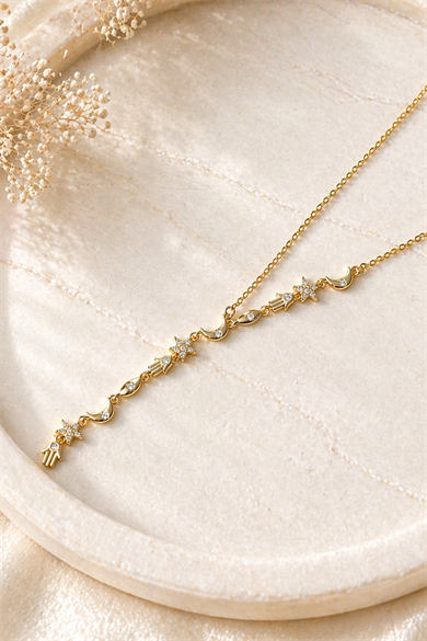 Altın Renk Karışık Figürlü Çelik Y Kolye