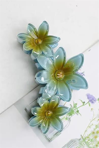 Mavi Renk Çiçek Figürlü Mandal Toka