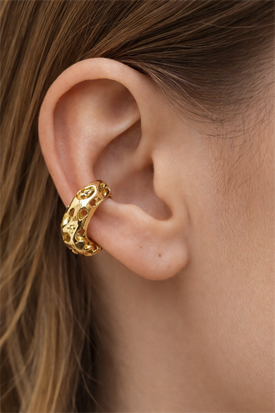 Altın Renk 14K Altın Kaplama TX Ear Cuff (Tek)